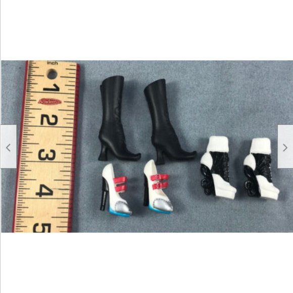 3 pair Shoes Monster High Doll Girl Black Boot Curve Heel Frankie Stein Operetta - Picture 4 of 10